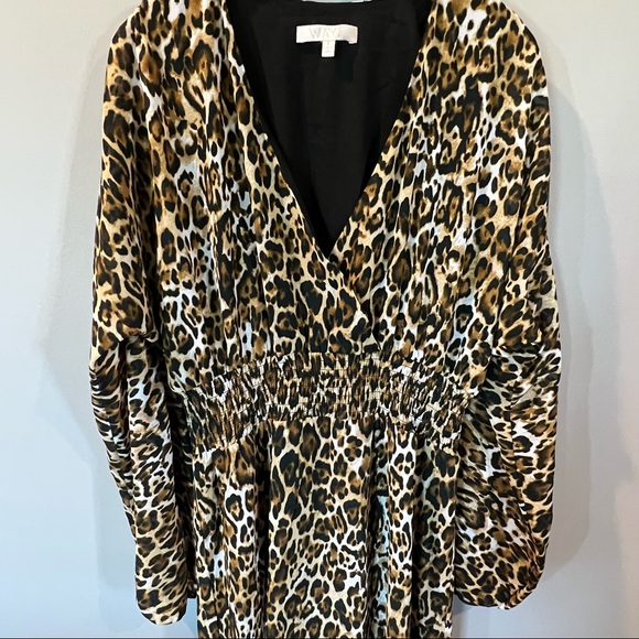 WAYF Gabrielle Leopard Animal Print Midi Dress Small - Picture 7 of 9